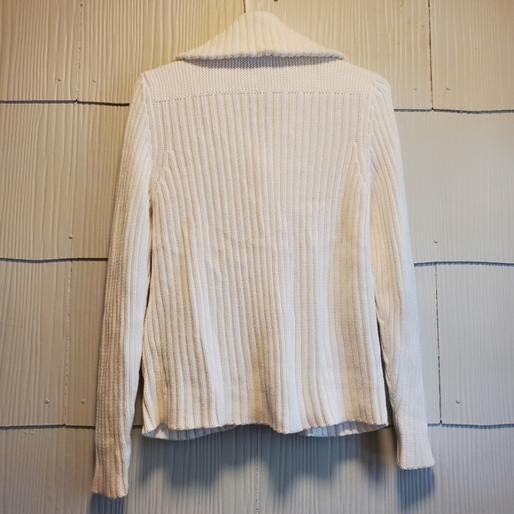 Ralph Lauren Jeans Company White Knitted Cardigan Sweater Gold Buttons Small - Picture 4 of 4